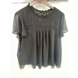 Torrid Black Sheer Blouse Short Sleeve Size 1